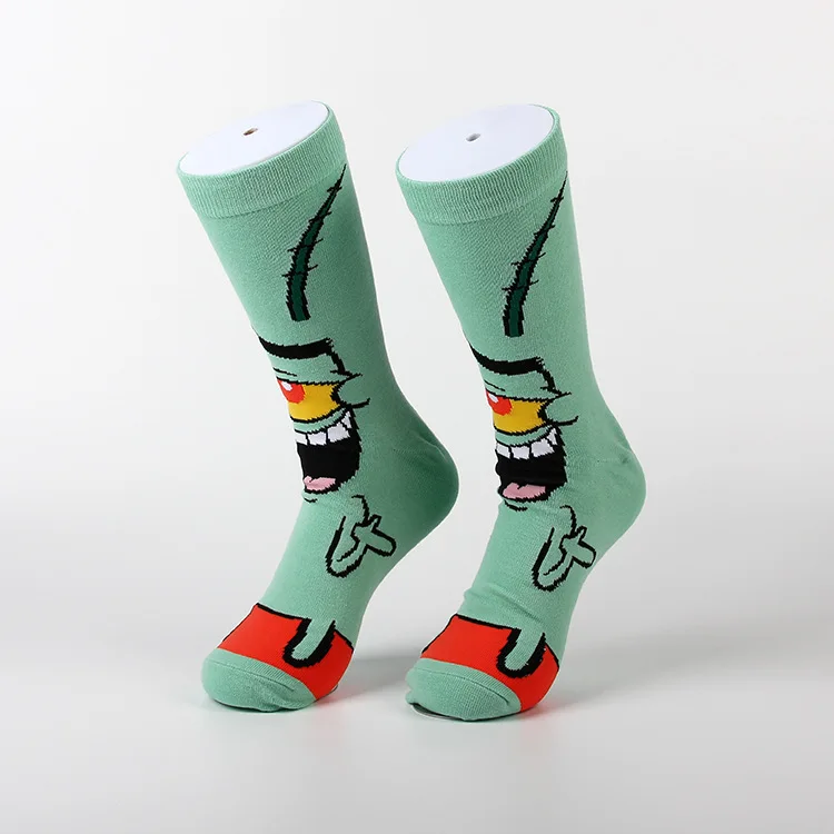 Lustige gelbe Schwamm-Cartoon-Socken mit quadratischem Anime-Charakter, Oktopus-Tentakeln, der Krabben-Boss, für Männer und Frauen, atmungsaktive Baumwollstrümpfe – Detail 7