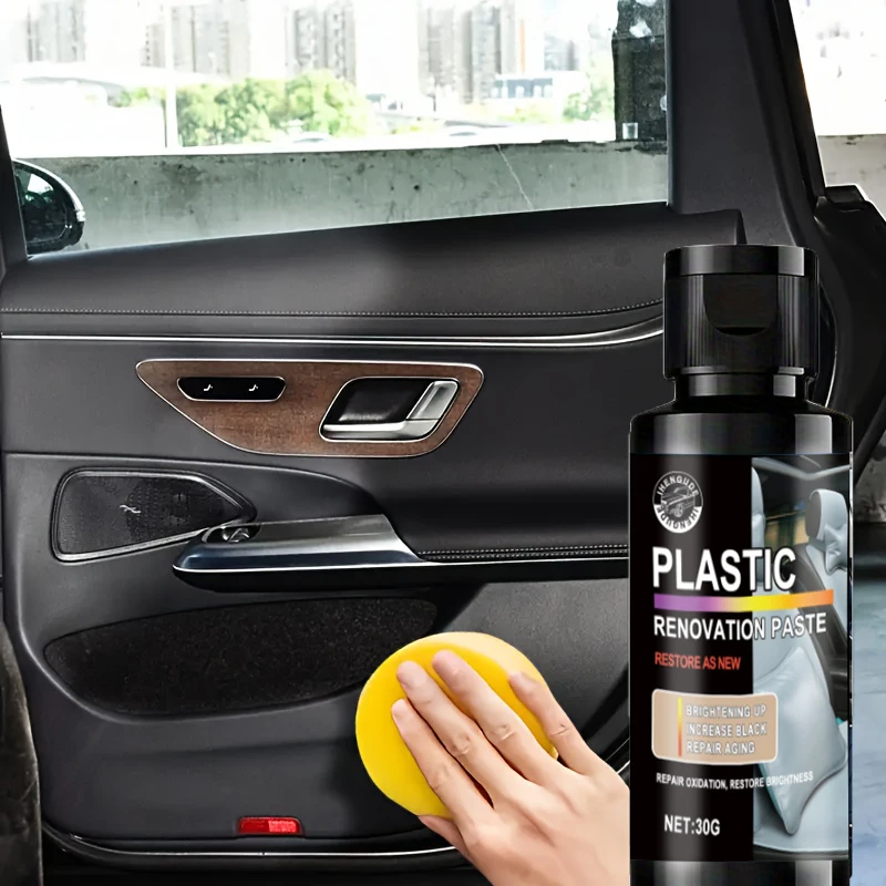 1 Piece 30g Black Tire Wax Polish, with Sponge Applicator, Suitable for Repair of Rubber and Plastic, Long-Lasting Gloss, Suitable for Stripesd, Vinyl and Car Wheels, Anti-Fading and Update view 5
