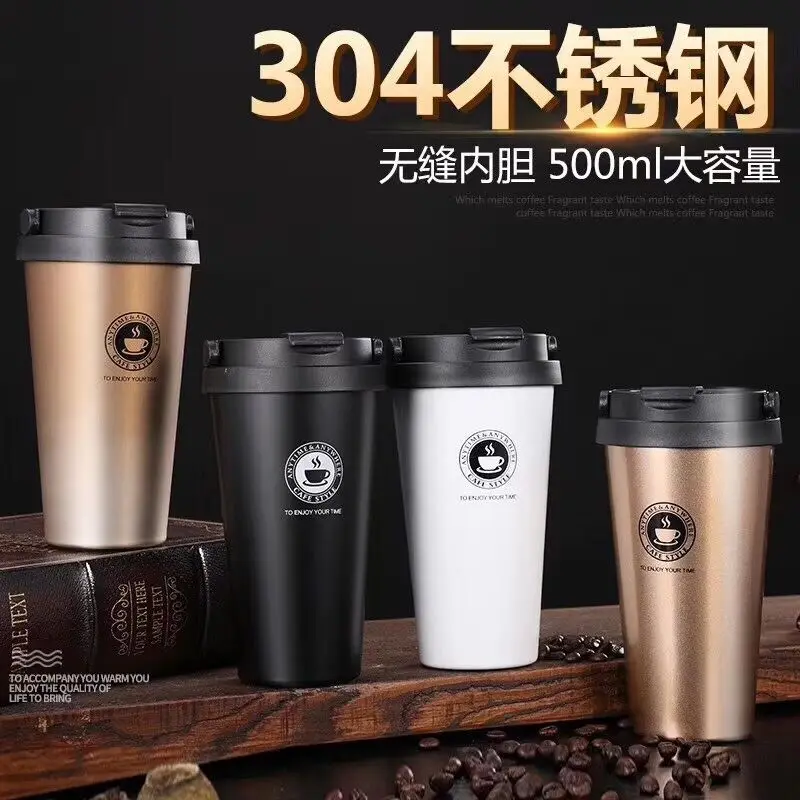 Coffee Mug Creative 304 Stainless Steel Travel Mug Double Wall Vacuum Insulated Tumbler Wide Mouth Tea Cup with Lid