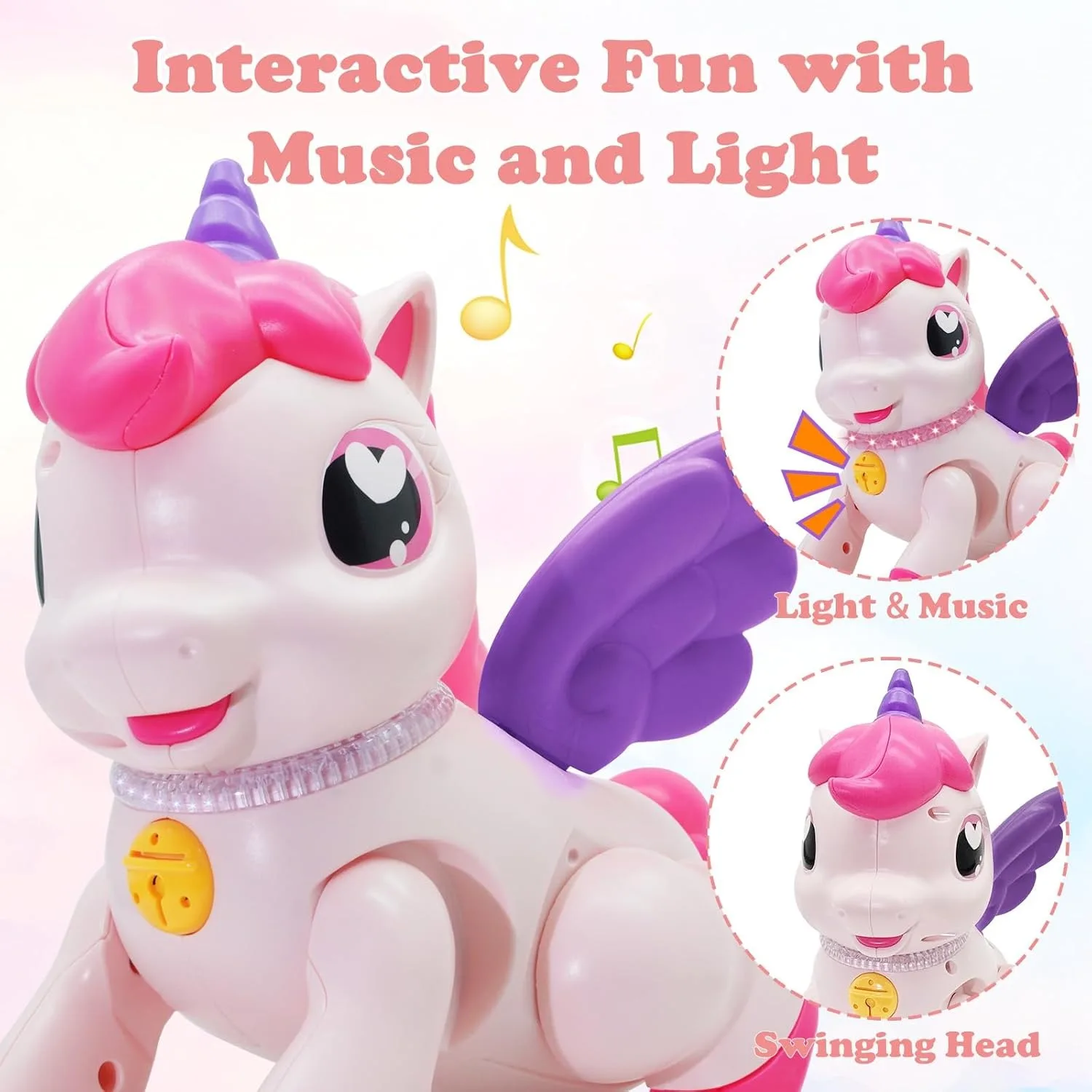 Unicorn Pegasus Toy Fantasy Cartoon Wings Unicorn with Light Music Animal Shape Girl Christmas New Year Gift