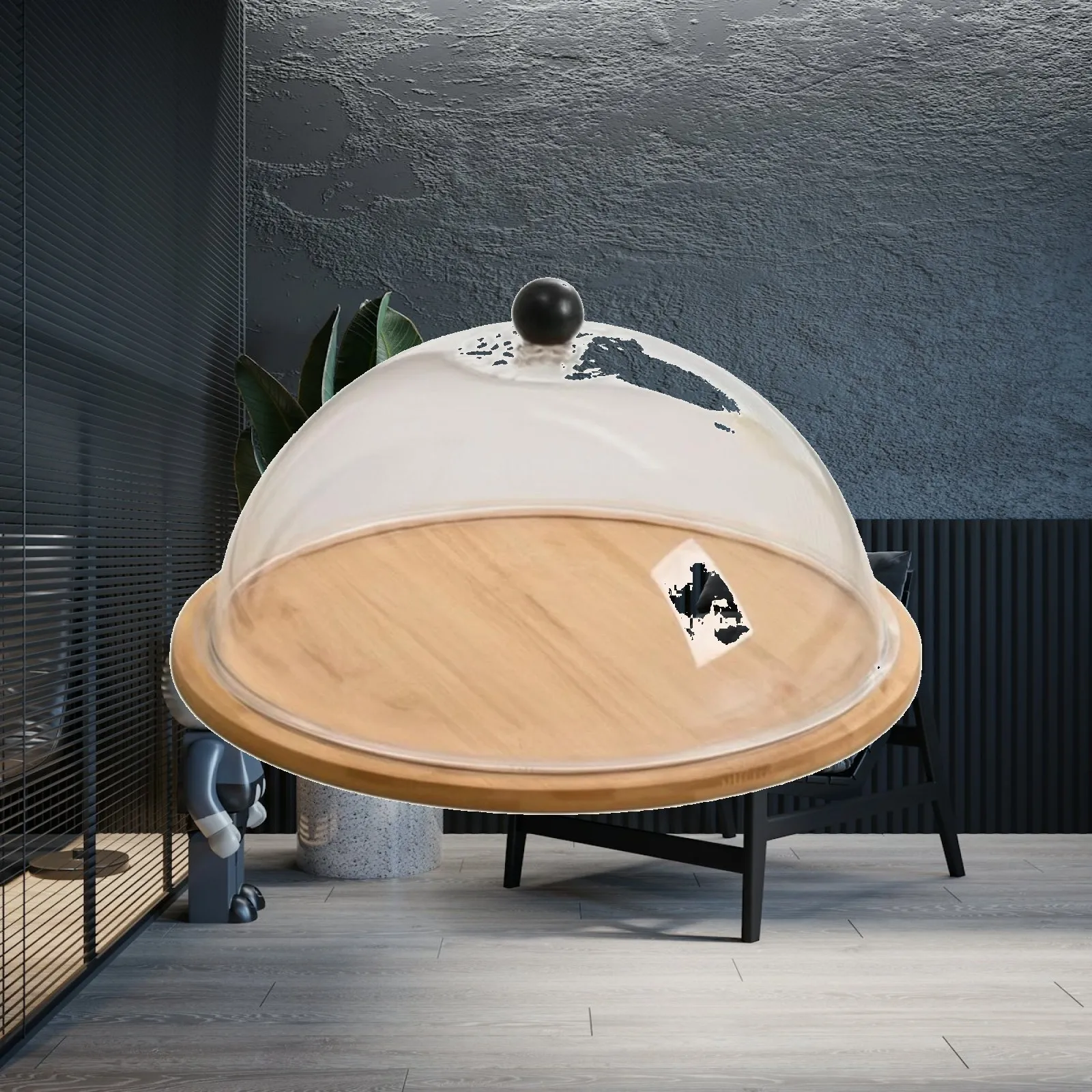 Serving Tray with Cover Wooden Serving Tray with Lid Bamboo Platter with Dome Round Cake Holder with Lid Acrylic for Party Hosts