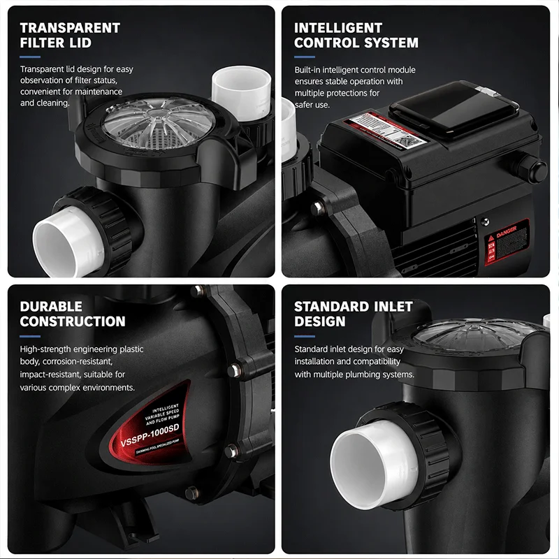Diooist Variable Speed Swimming Pool Pump Inverter Pool Pump Energy-Saving High Efficiency PA Material High Temperature
