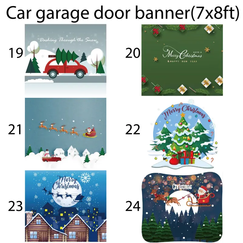 DD 7x8ft No.15-28 Garage Door Christmas Banner 7 X 8 Garage Banner Custom Vinyl Decoration Happy Halloween Christmas Car Banners