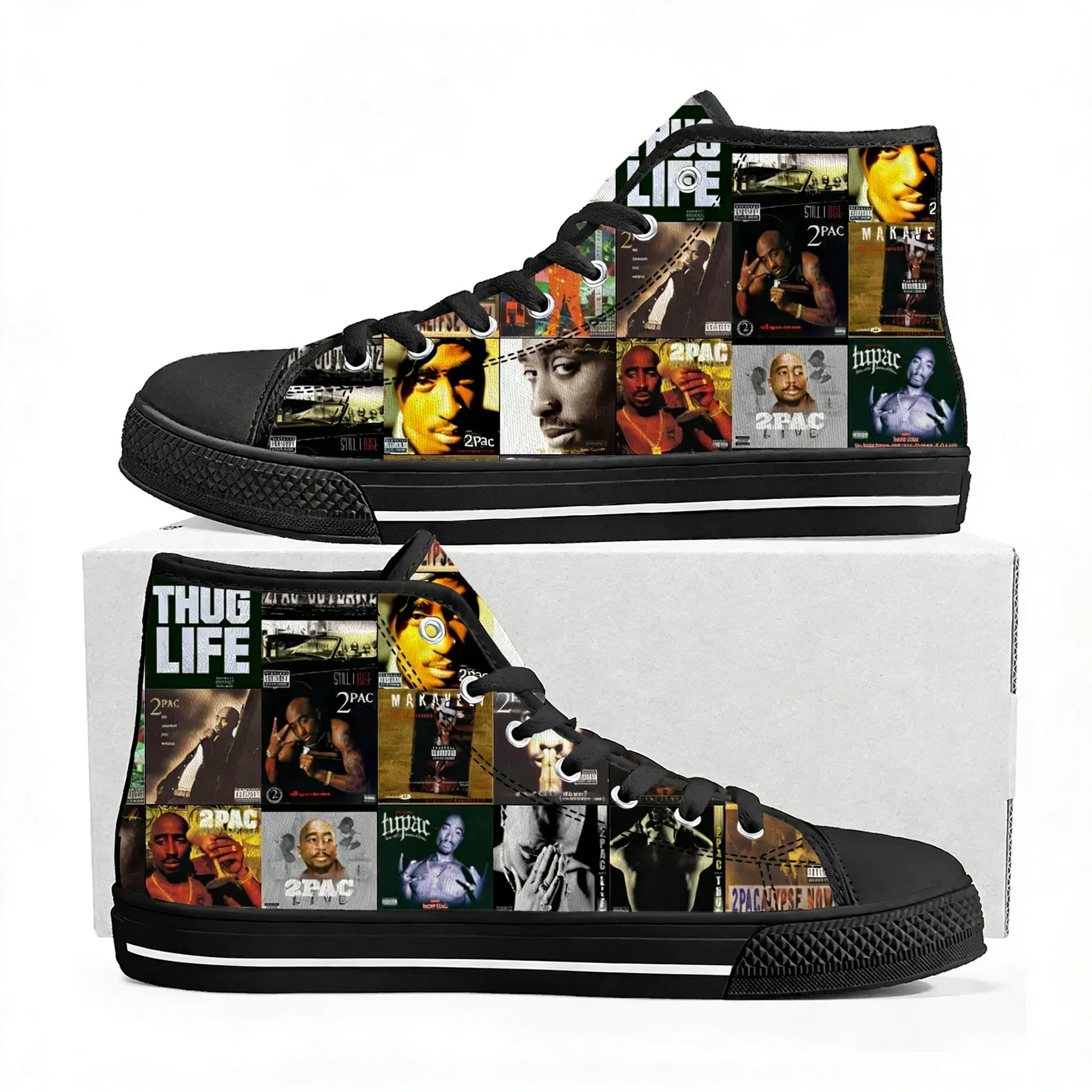 2Pac Tupac All Eyez on Me High Top Shoes Men Women Teenager Canvas Walking Sneaker Sneakers Couple Footwear Custom Shoe Unisex