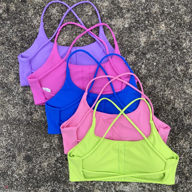 Soutien-gorge de sport dos nu Sexy pour femmes, haut court de Yoga, gilet de soutien élevé, Bralette de Fitness, dos croisé, sous-vêtements souples