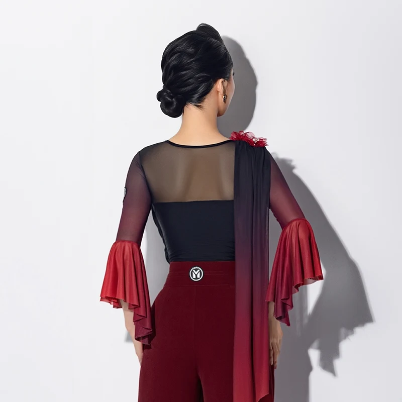 Stroje do tańca nowoczesnego 2025 Walc Kostiumy Gradientowy Garnitur Siateczkowy Top Spódnica Spodnie Sukienka Balowa Strój Treningowy DN21297