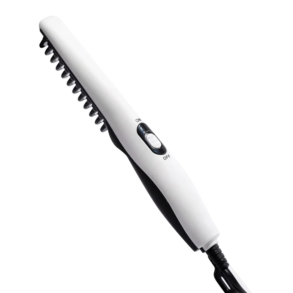 

1Pcs Beard Hair Straightener Electric Hairdressing Comb Portable Straight Beard Comb for Home Salon Use Eu Plug White