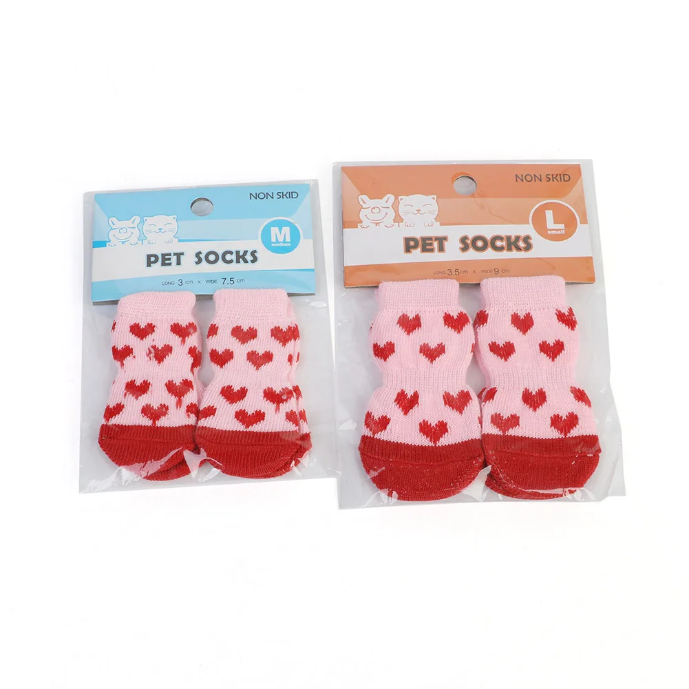 4pcs Cute Dog Socks Anti-Slip Knit Cat Socks Winter Indoor Wear Paw Protector Pet Clothing Shoes For Dog Accessories Puppy Socks