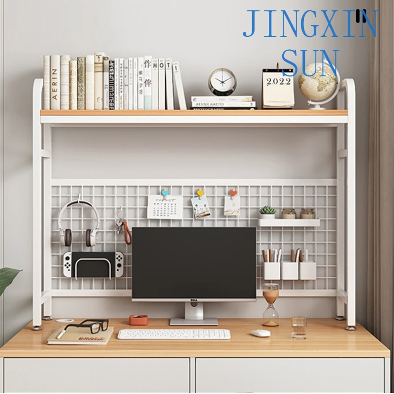 Grid Bookshelf Desktop Storage Rack Multi Layer Iron Organizer for Dorm Desk Student Room Computer Table Perforated Board