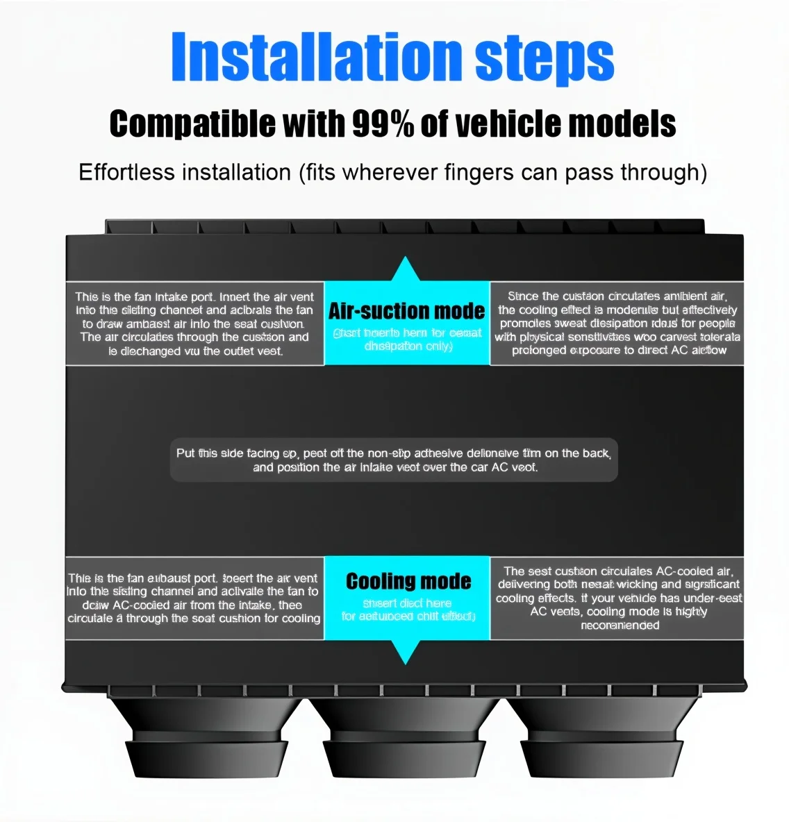 12V Universal Kühlung Belüftung Sitz Abdeckung Auto Sitz Abdeckung Sommer Fahren Atmungsaktive Sitz Abdeckung Cooling Pad Auto Zubehör – Detail 19