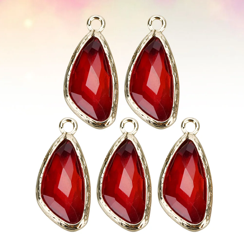 

5 шт., подвески со стеклянной отделкой, принадлежности для изготовления ювелирных изделий своими руками для серег, ожерелий, браслетов, прозрачные красные аксессуары для рукоделия