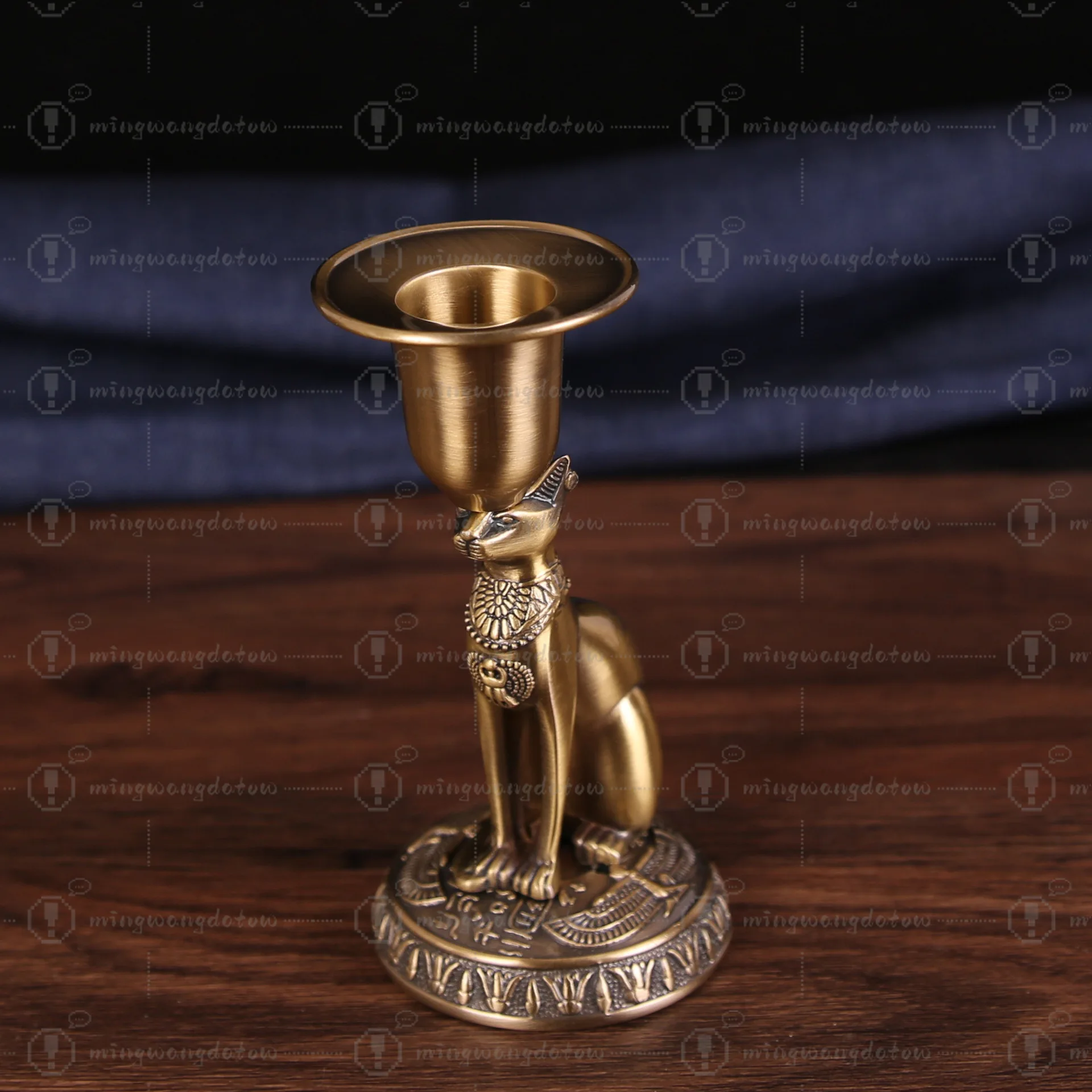 Exotic Egyptian Cat God Statue, Metal Craft, Decorative Bookend & Candlestick, Ideal Gift