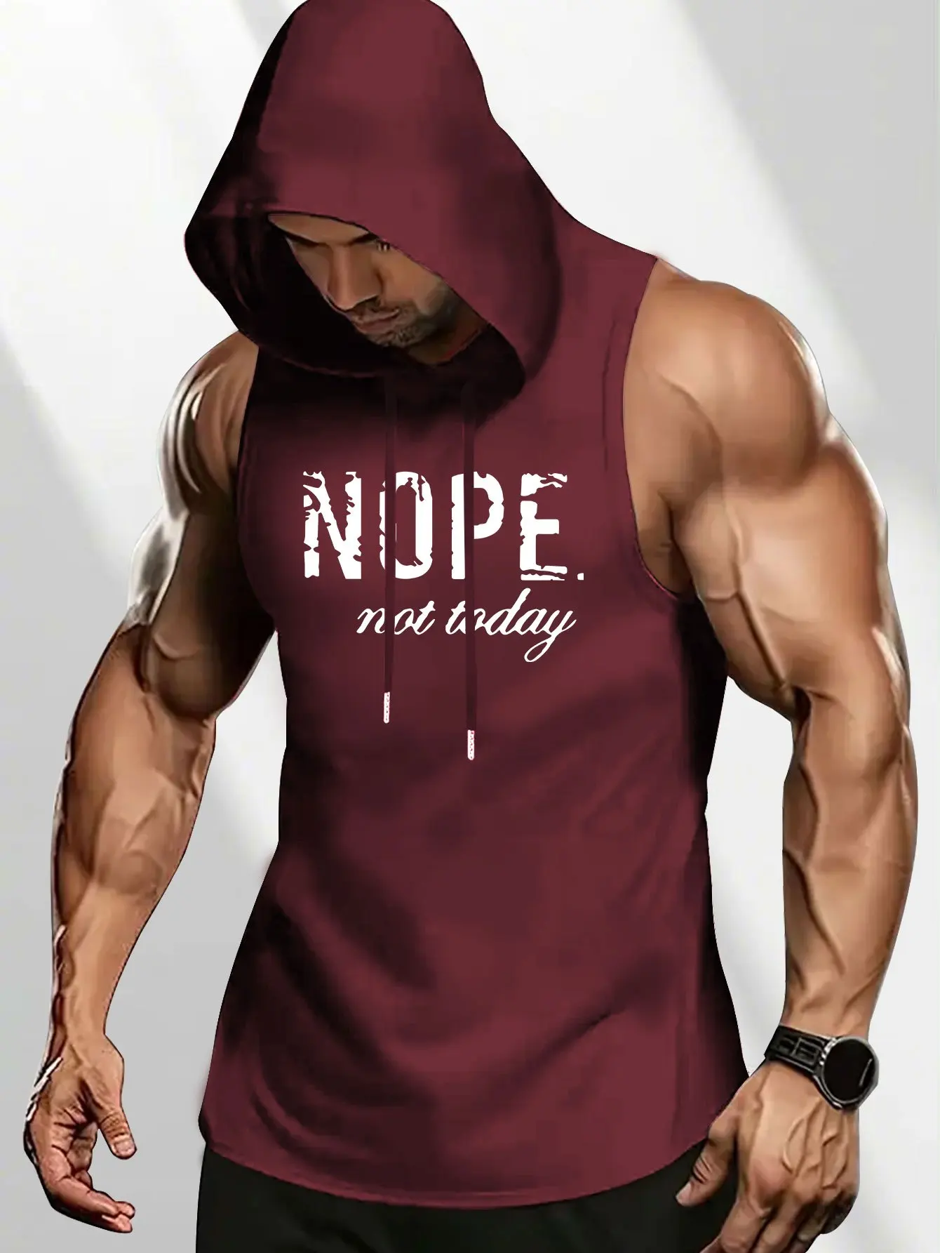 Men's Printed Casual Sports Outdoor Hooded Sleeveless Vest Top