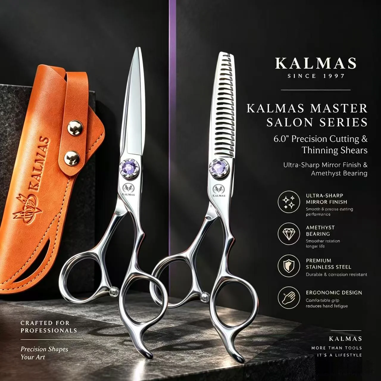 Professional 6-inch Hair clipper thinning salon grade VG10 steel hair clipper, suitable for stylists and families to use