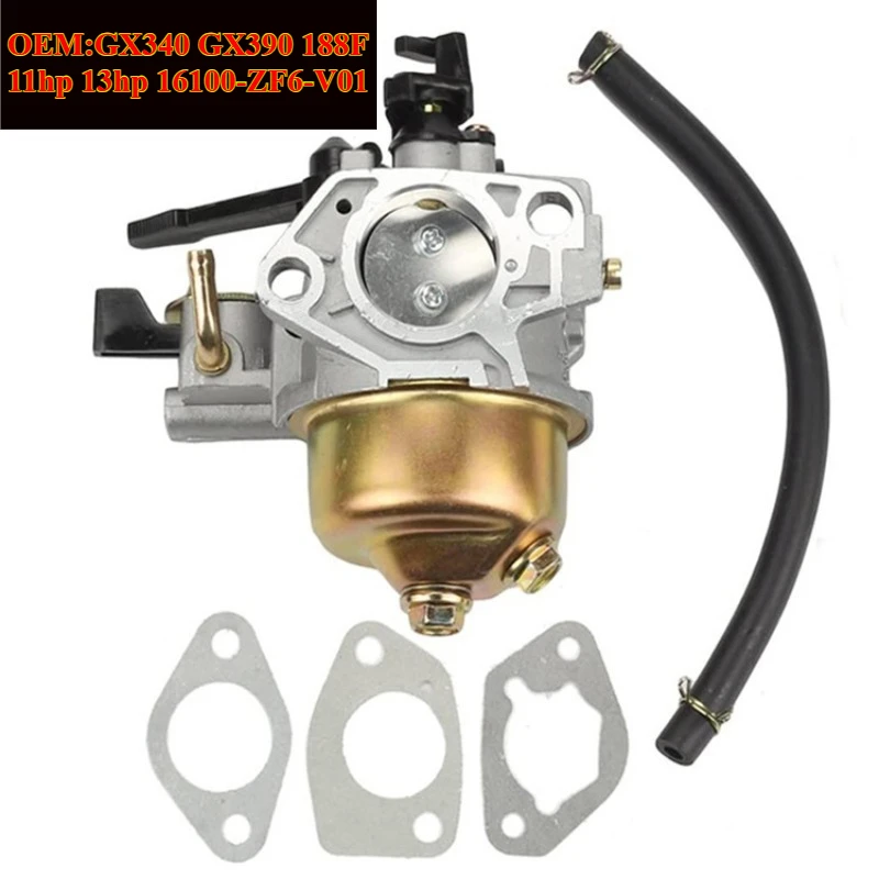 Карбюратор для Honda GX340 GX390 188F 11hp 13hp, 4-тактный двигатель, газонокосилка, прицеп, культиватор, замена 16100-ZF6-V01