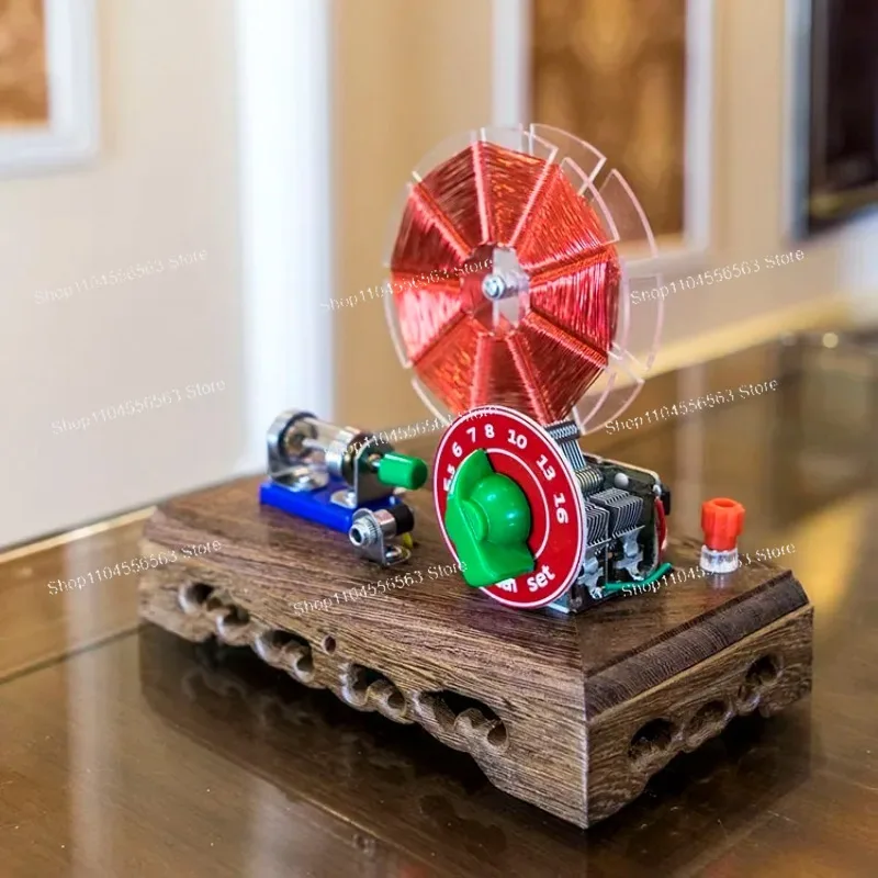 Retro Crystal Radio Ore Machine Movable Chicken Wing Wooden Table Double Basket Coil DIY Kit