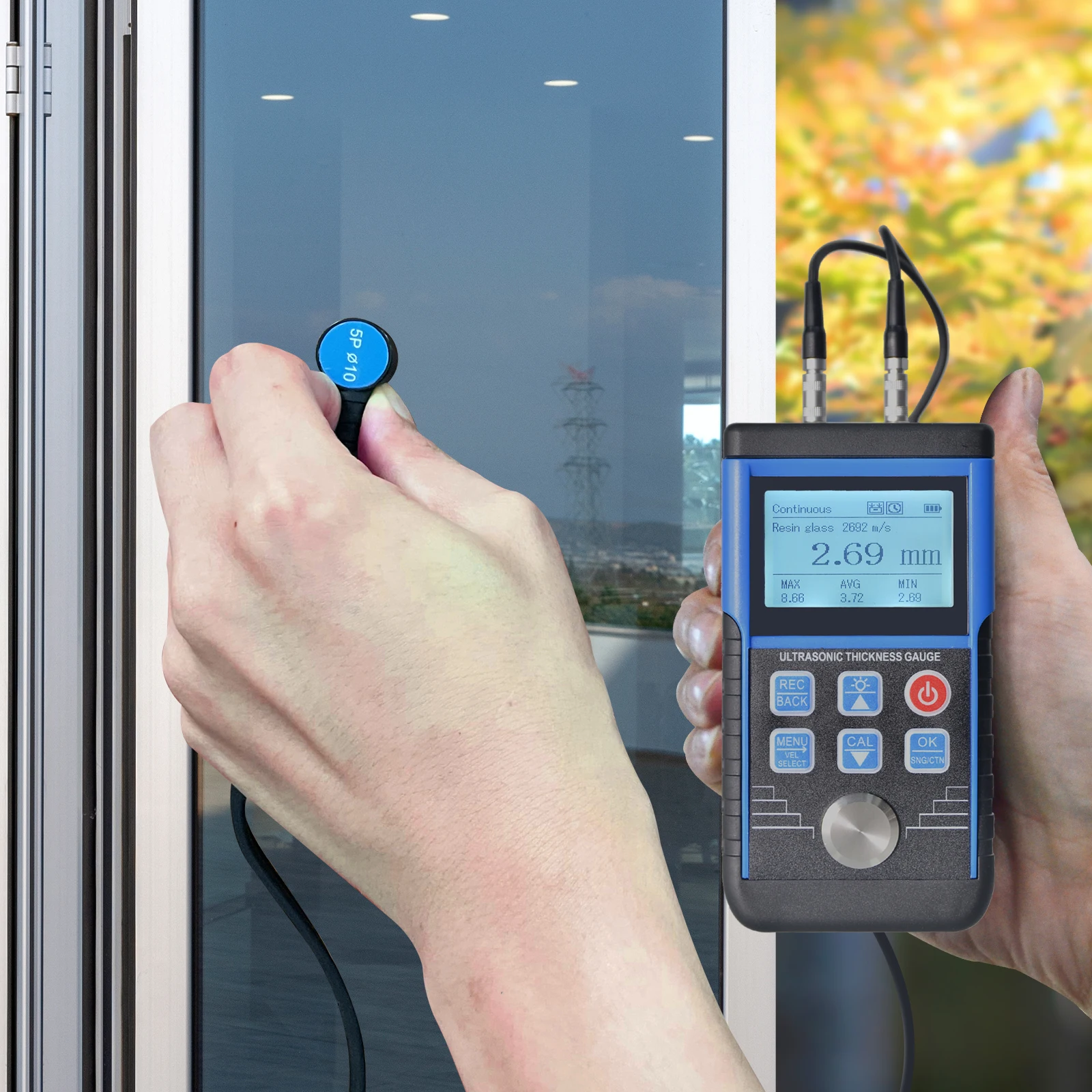 Imagem -05 - Holdpeak Digital Ultrasonic Espessura Medidor Pintura Espessura Tester para Metal Vidro Pvc Acrílico T9130s 1.0350 mm