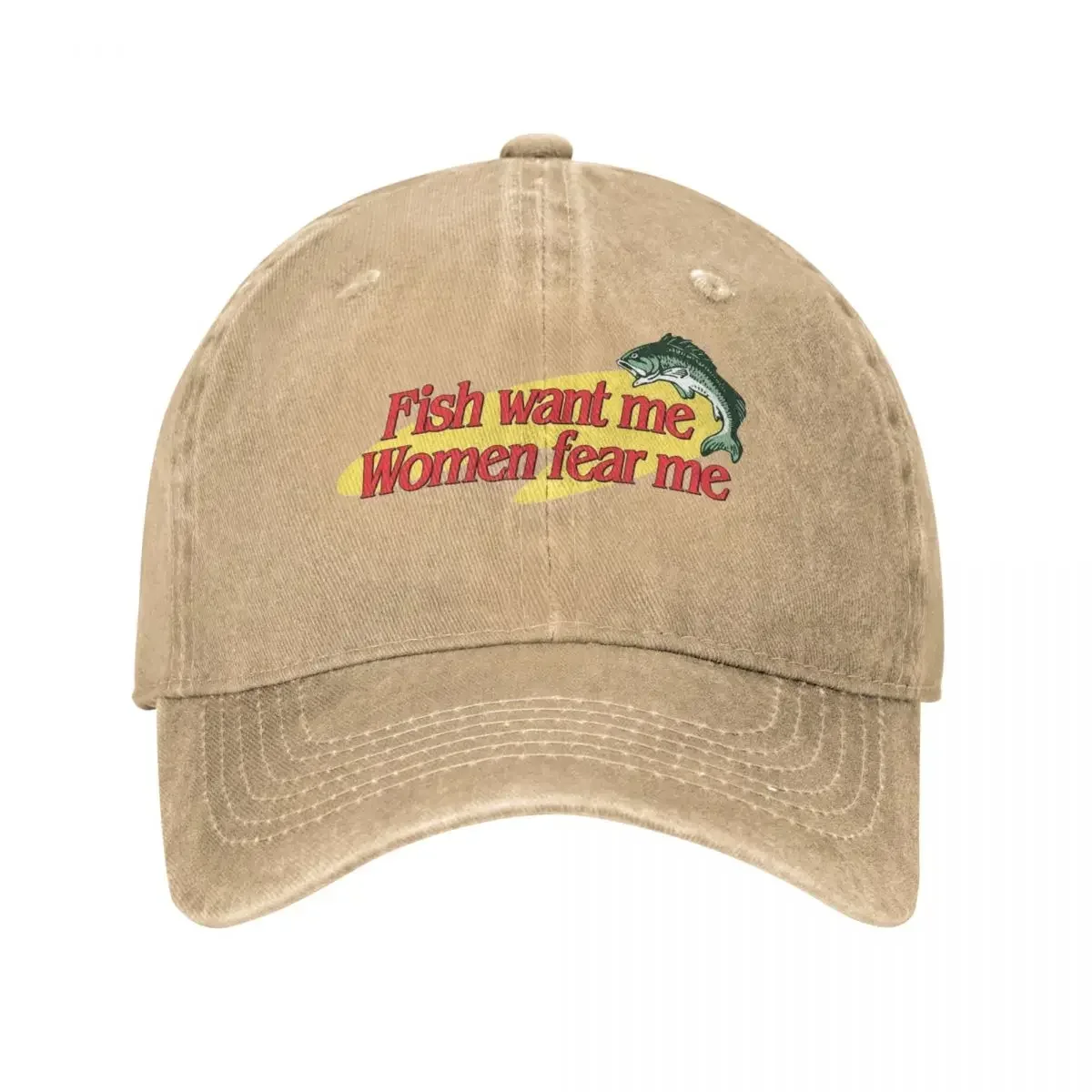 Fish Want Me Women Fear Me Baseball Cap Fashion Distressed Cotton Sun Cap Unisex Style Outdoor Summer Caps Hat
