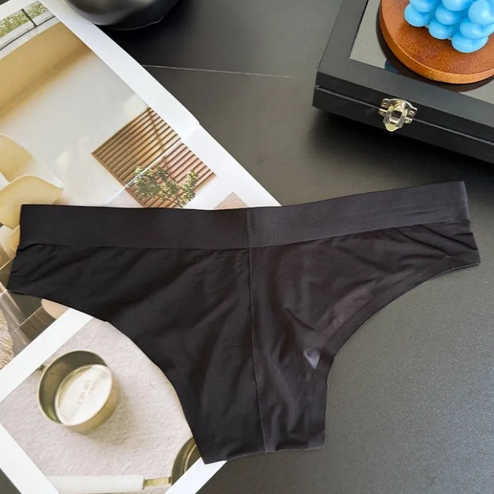 Men's Underwear Transparent Men Briefs Bulge Pouch Sexy Man Bikini Ropa Interior Hombre Ice Silk Mid-rise Underpants Panties
