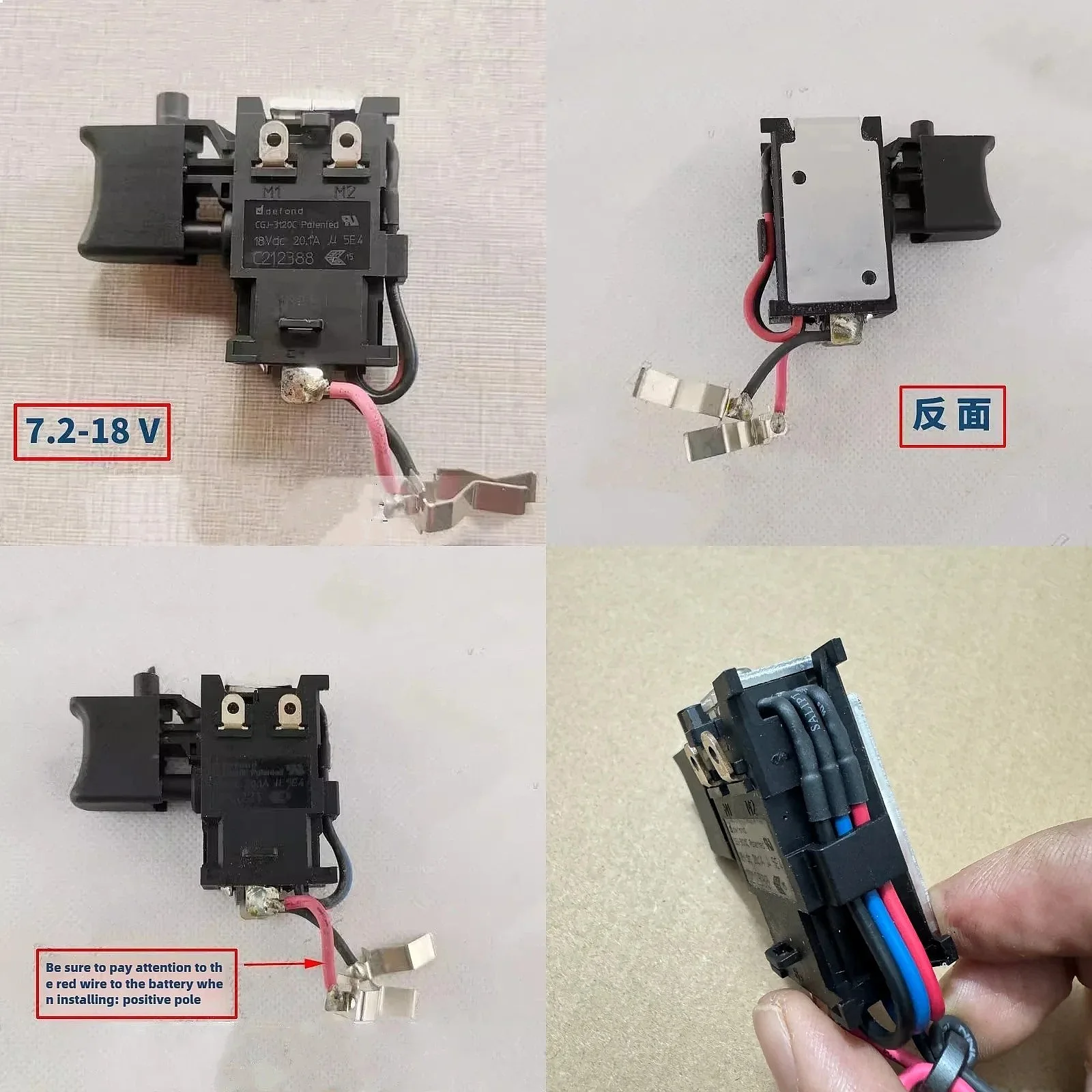 Original 7.2V-18V Variable Speed Trigger Switch for Power Drill Replacement Parts
