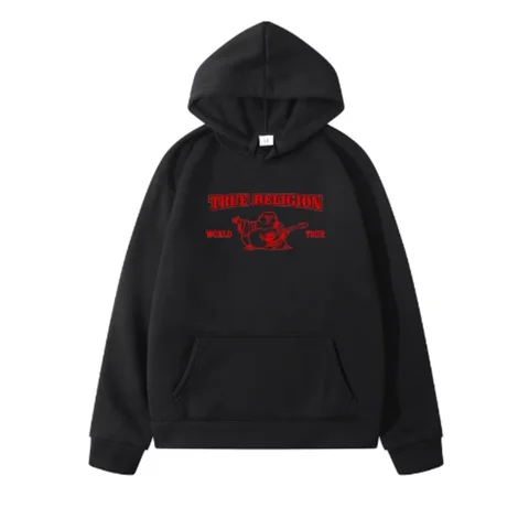 True Religion Letter Printing Streetwear Winter Fleece Hoodie For Men's /Women‘s Pullover Harajuku Casual Fashion Oversized Tops