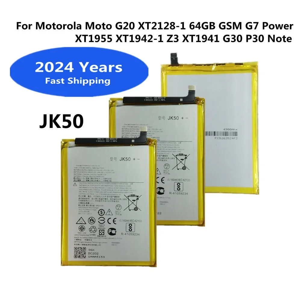 2024 Years JK50 Battery For Moto Motorola G30 P30 Note G20 XT2128-1 64GB GSM G7 Power XT1955 XT1942-1 Z3 XT1941 Phone Bateria