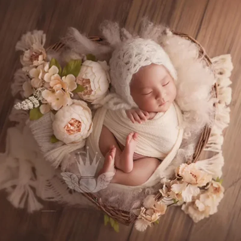 Baby Photography Accessories Retro Pastoral Oil Painting Style Simulation Bright Floral Place Tool Newborn Photo Shooting Props