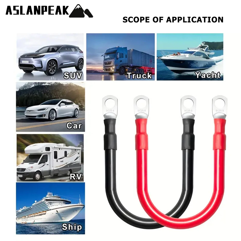 Crimped wire Car Batter Inverter jumper wire Ultra soft Terminal wire Silicone material Terminal cable Lug cable M6 M8 M10 M12