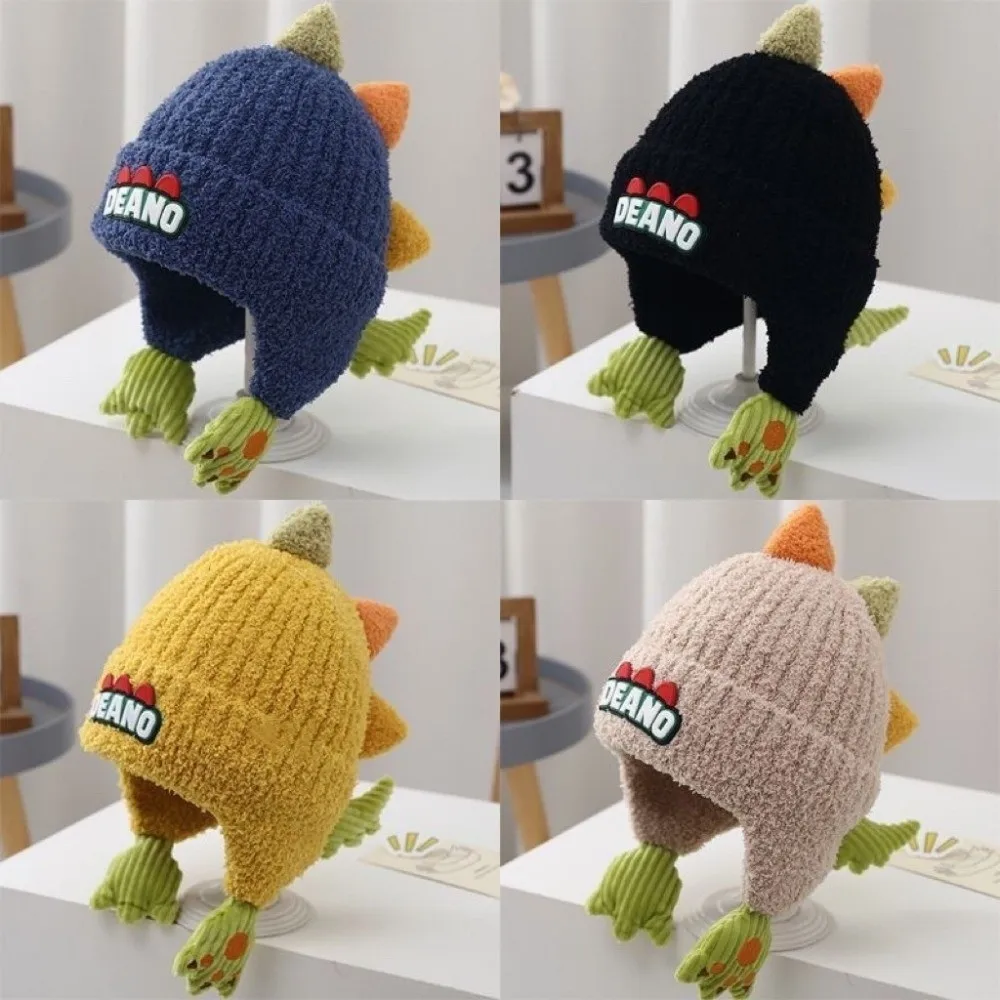 หมวกไหมพรมลายไดโนเสาร์น่ารักแบบใหม่ ป้องกันความหนาว ป้องกันลม ป้องกันหู