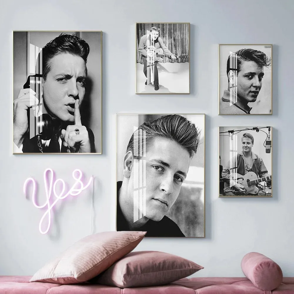 Eddie Cochran Rock Music Band Star Posters and Prints Guitarist Singer Canvas Painting Wall Art Print Picture Gift Home Decor