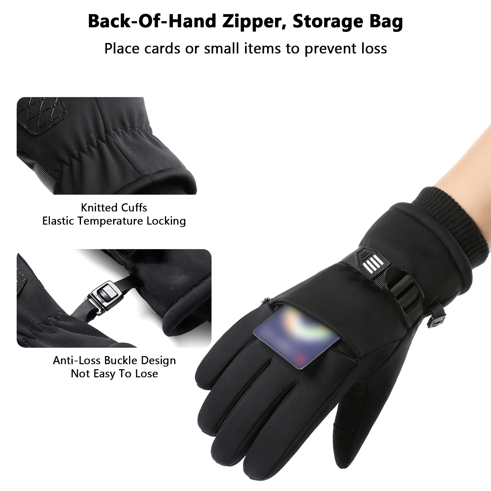 Guantes cálidos de invierno a prueba de lluvia a prueba de viento con palma de dos dedos antideslizantes para guantes de esquí guantes con pantalla táctil