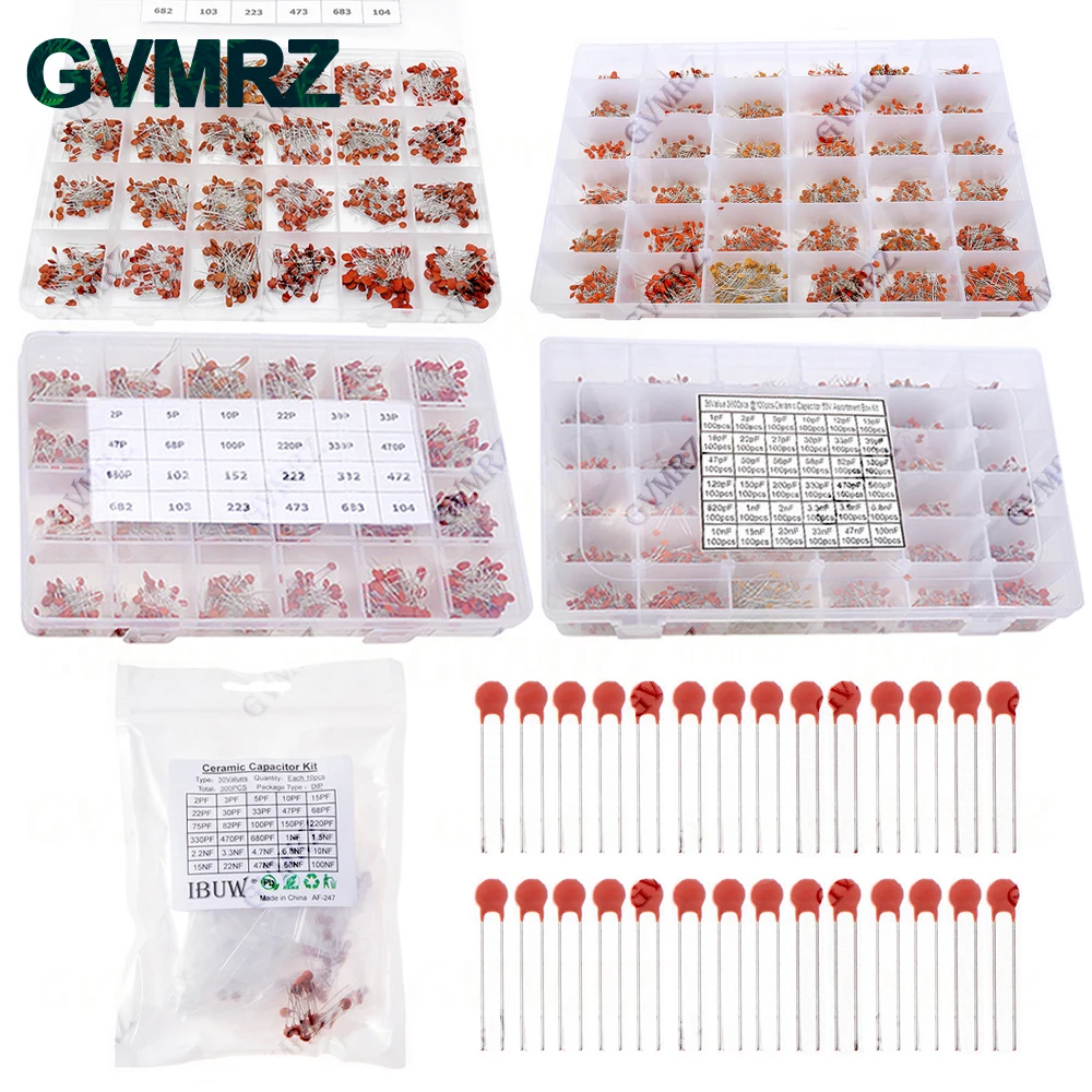 300PCS 960PCS 3600PCS Ceramic Capacitors Kit Electronic Components Package Capacitor Assorted Samples Diy Kit