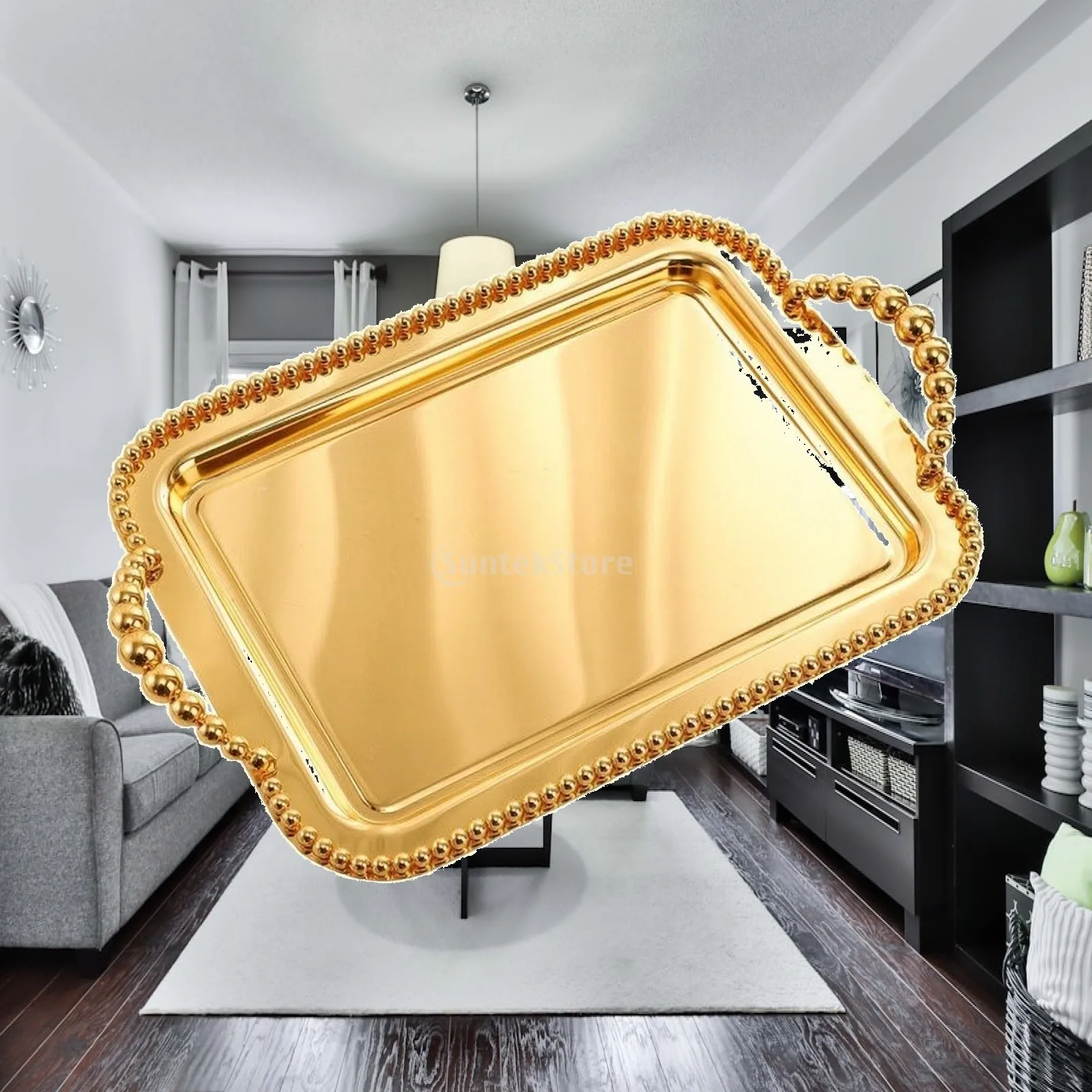 Elegant Metal Serving Tray for Breakfast in Bed Party Catering Wedding Gift Table Decor