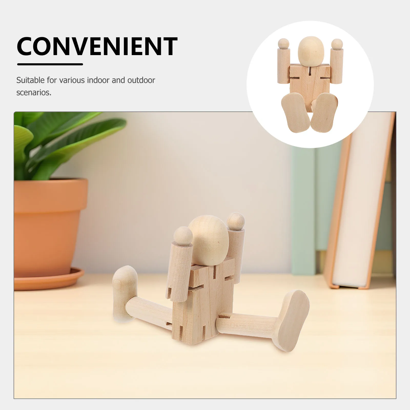 4 個の自然な未塗装のボディ、関節付き、DIY 装飾、子供の絵画活動、教育的、創造的