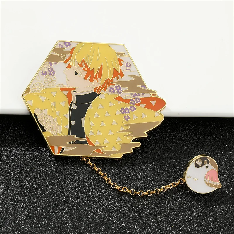 Japanese Anime Manga Demon Slayer Hard Enamel Pins Badge Cartoon Character Badge Kimetsu No Yaiba Brooch Backpack Badge view 2