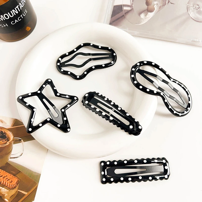 1PC Girl Broken Hair Bangs Clip Cloud Polka Dot Pentagram Hairpin Hollow Hair Accessories Simple Oil Drop BB Clip Headdress Clip