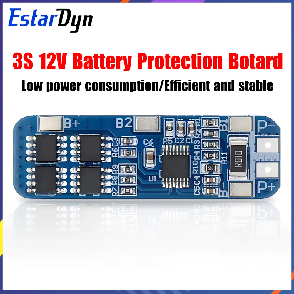 3S 12 V 10 A BMS-Schutzplatine für 18650 Li-Ionen-Akku, mit Überladung/Entladung/Kurzschlussschutz