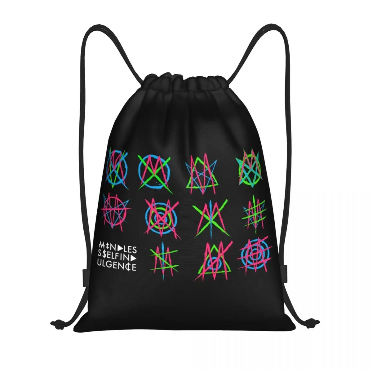 Custom Mindless Hip Hop Punk Rock Self Indulgence Drawstring Backpack Bags Lightweight Electro Gym Sackpack Sacks Traveling