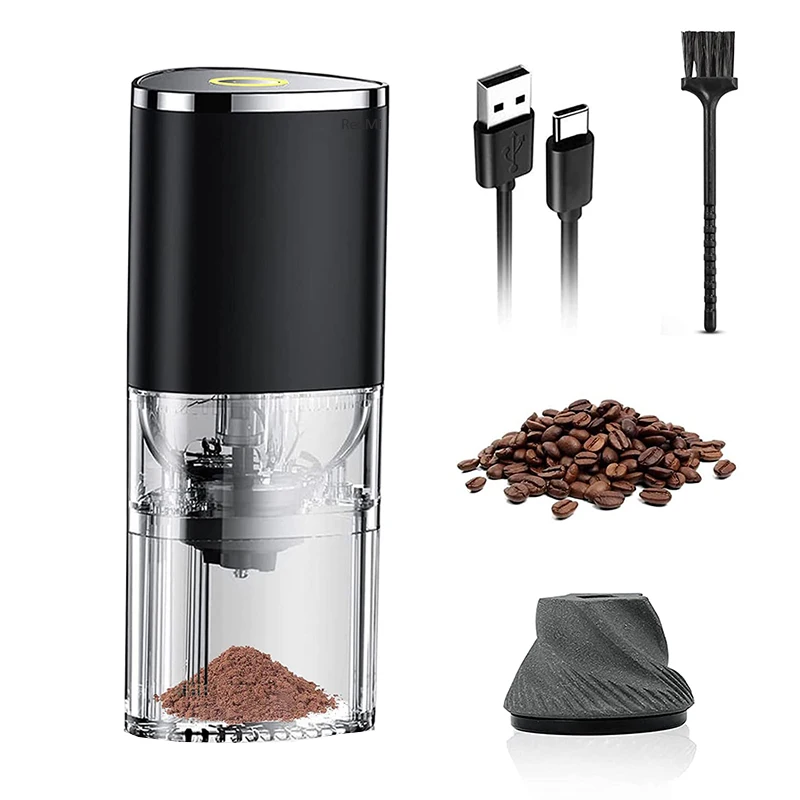 Portable Electric Coffee Grinder Adjustable USB Charging Magnetic Cap Coffee Machine for Kitchen Camping Office Spice Grinder