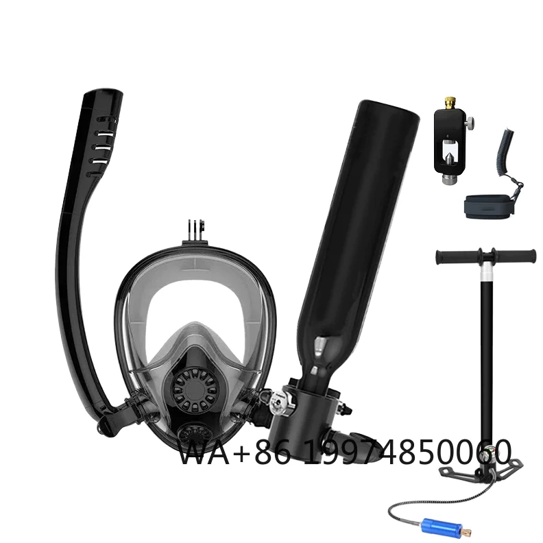 

Portable 0.5L Mini Scuba Full Face Diving Mask Snorkel & Oxygen Underwater Breath System Lung Tank