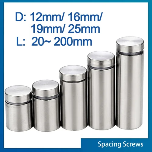 스테인레스 스틸 아크릴 광고 스탠드오프 핀 못, 빌보드 고정 나사 하드웨어, 유리 패스너, 12mm, 4 개, 6 개 