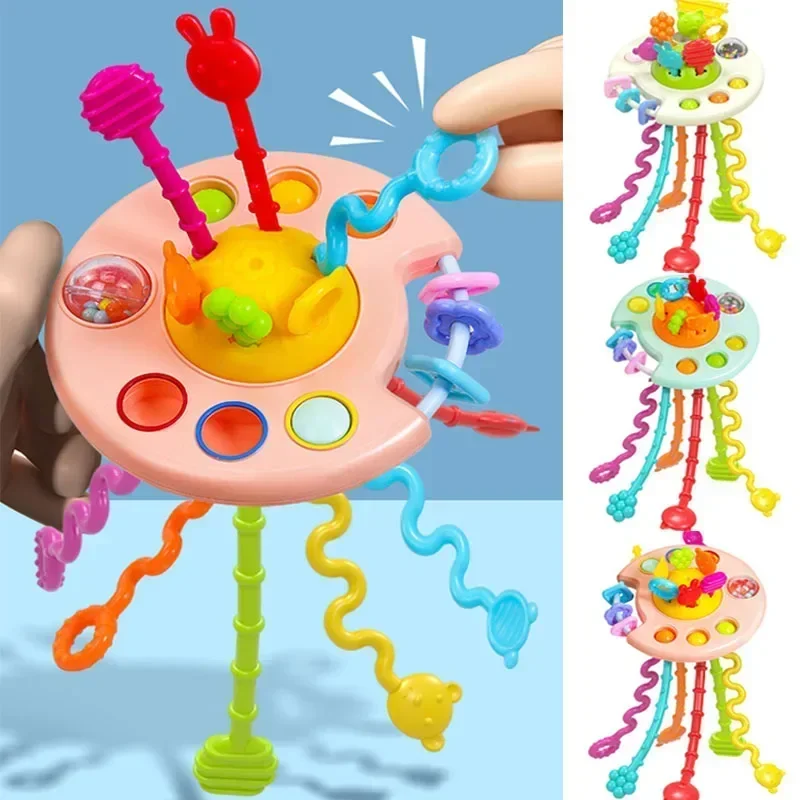 Baby Montessori Sensory Development Educational Toys Pull String Finger Grasp Training Early Learning Toy Teething BPA Free 1-3Y