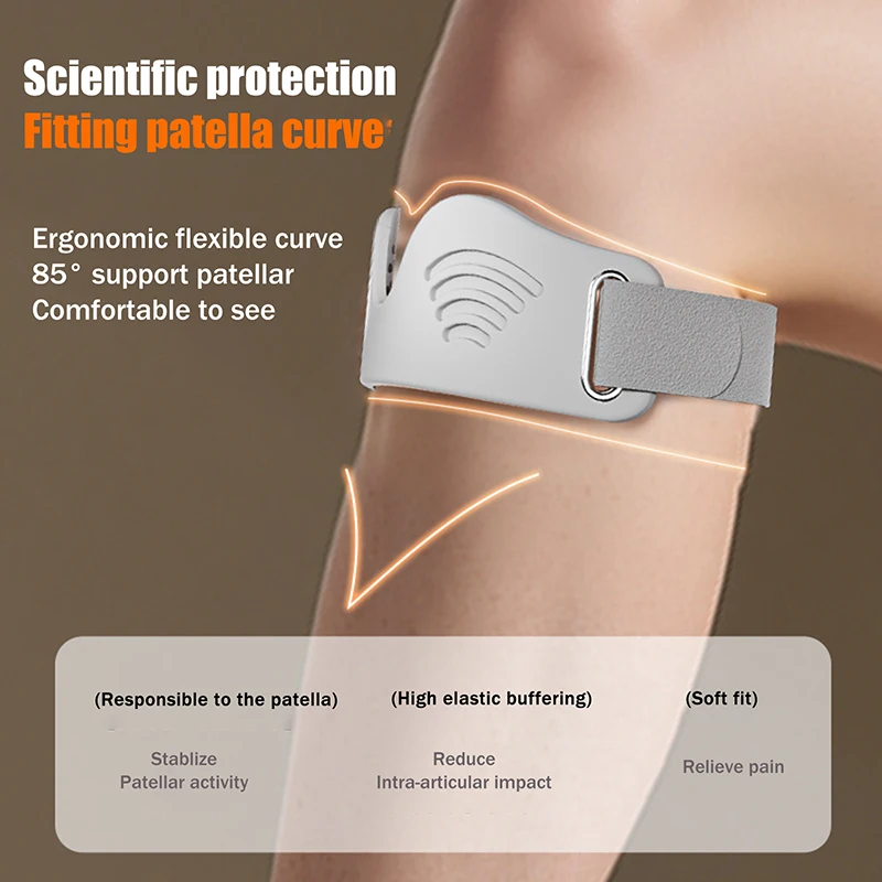 1Pair Adjustable Silicone Patellar Tendon Support Strap, Patella Stabilizer Knee Brace Band for Running Soccer Sports