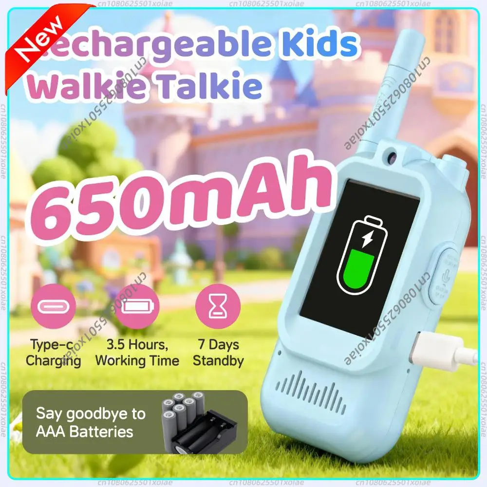 2PCS 2-Inch Screen Video Call Walkie Talkies Rechargeable Intercom Walkie-Talkie Cartoon One-Click Intercoms Gift For Boys Girls