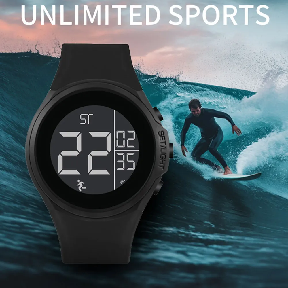 BNMI Digital Sports Watch Multifunctional Electronic Men Watches LED Calendar Weekly Display Luminous Timer Men's Wristwatch