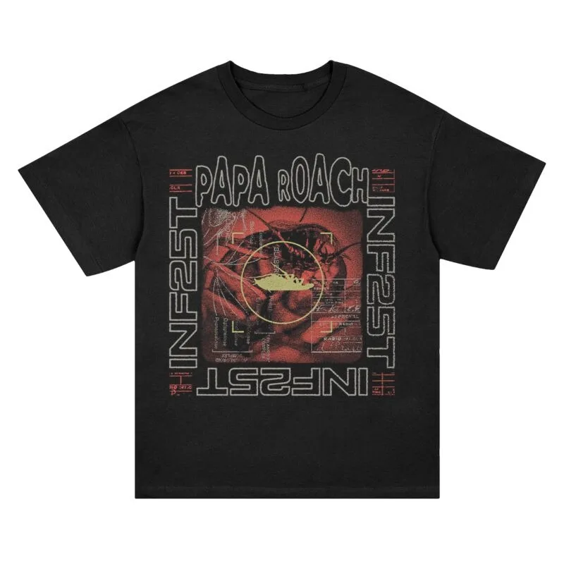 Papa Roach Retro Cassette Tee, Official Nu Metal Band Shirt with Infest Tape Print, 2000s Rock Fan Merch view 5