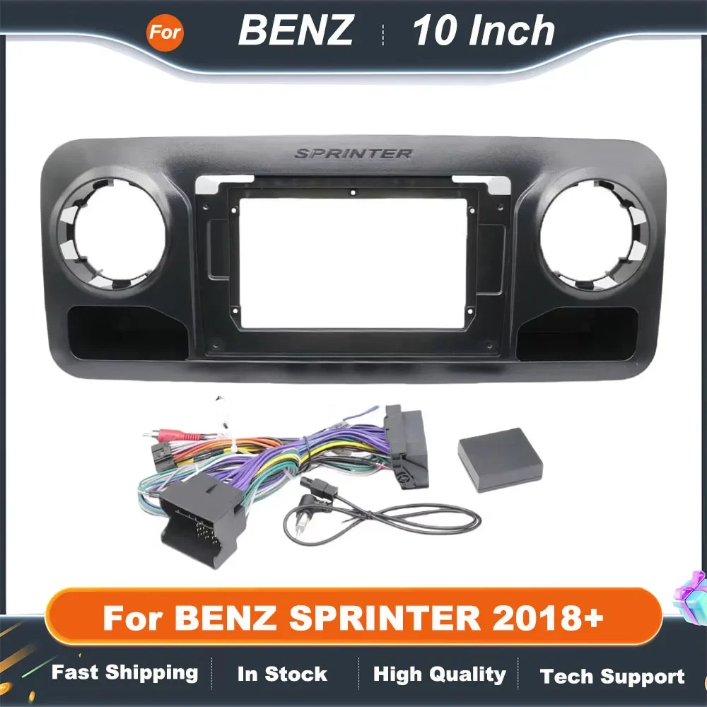 

10,1-дюймовая 2-диночная рамка для автомобильного радиоприемника для BENZ SPRINTER 2018+ — стереосистема крепления на приборной панели, отделка панели GPS MP5, Android-плеер