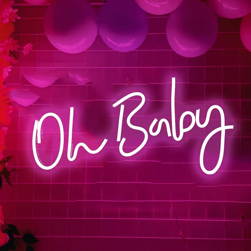 Неоновые вывески Oh Baby на заказ, неоновое искусство, настенный Декор Светильник ящаяся буква для свадебного украшения, розовая кавайная комната, декор, светильник ка, оптовая продажа