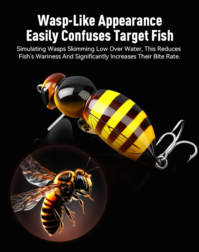 KINGDOM Wasp Minnow Topwater-Köder 35mm 43mm Schwimmend Langsam Sinkender Insekten-Hartköder 3,9g 4,5g 4,8g 6,1g für Barsch und Forelle – Detail 4