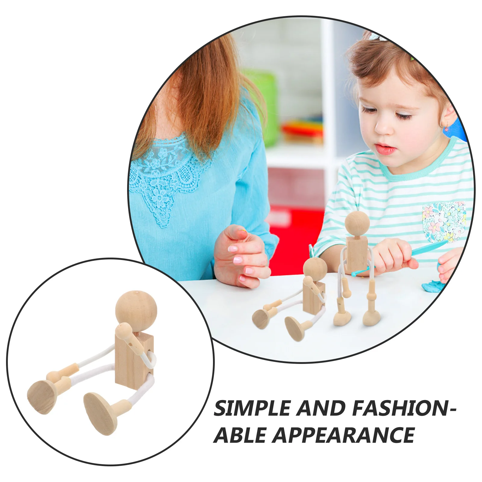 4 قطع من مجموعات الحرف اليدوية المصنوعة يدويًا من الأحرف الخشبية Mdf للأطفال، زينة لسطح المكتب قابلة للطلاء باللون البني الفاتح